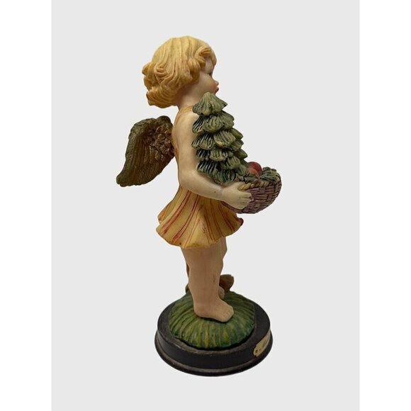 Victorian Christmas 6 Inch Angel Figurine Child Basket Fruit Tree Vintage Decor - Picture 6 of 11